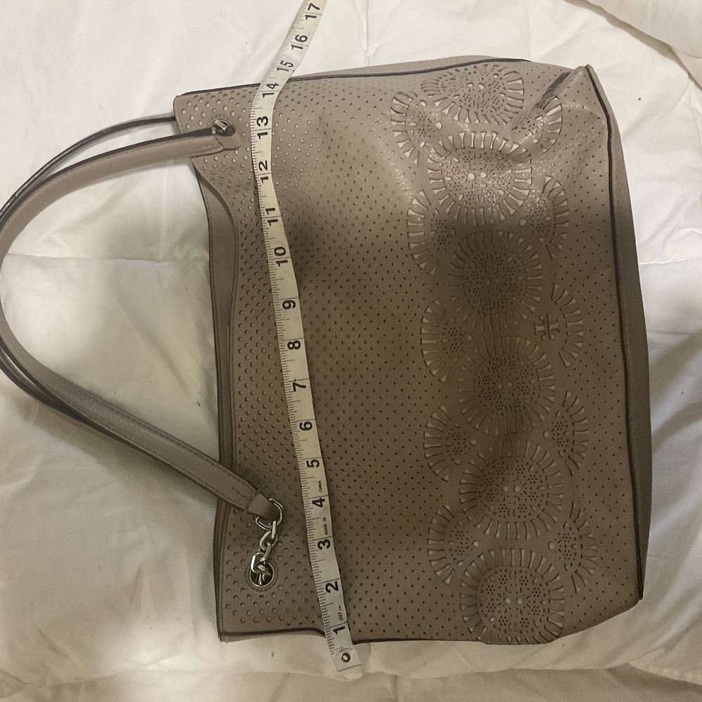 Tory Burch tan grayish  shoulder handbag